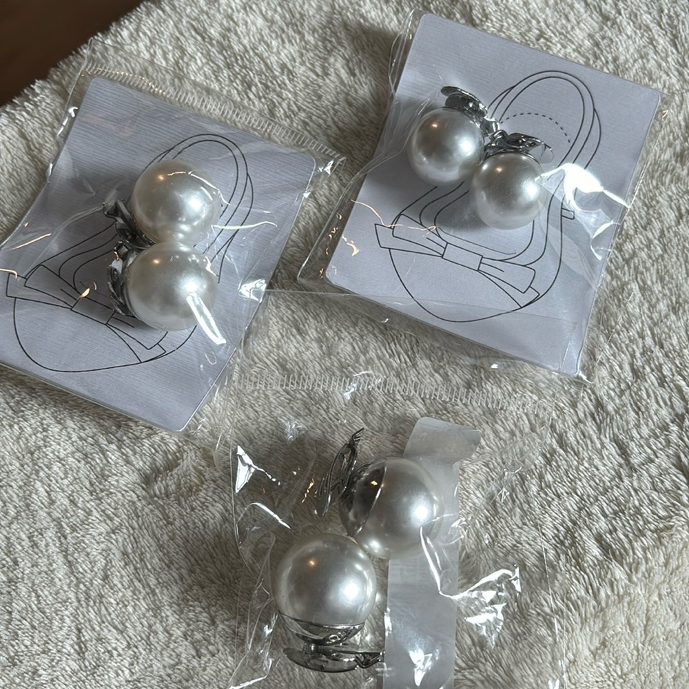 Women High Heel Bride Wedding Pearl Decoration Clips Big Pearl Charm